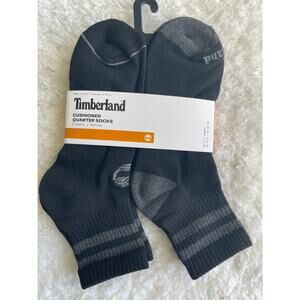 Timberland Mens Black Cushioned Quarter Socks 5 Pairs Pack Size 9-12 Soft NEW